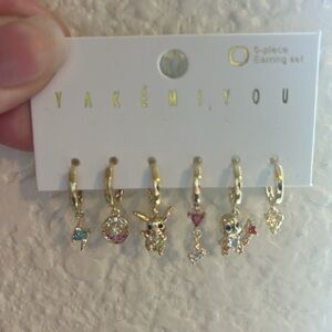 Gold plated dangle Pokémon earrings